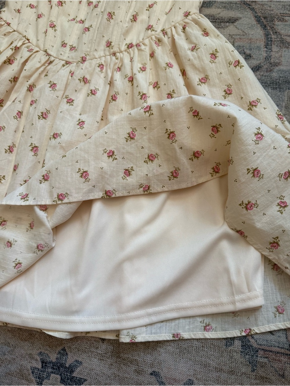 Cream Floral Square-Neck Sundress - Picture 10 of 14